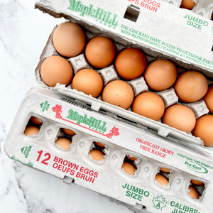 organic jumbo eggs in cardboard cartons